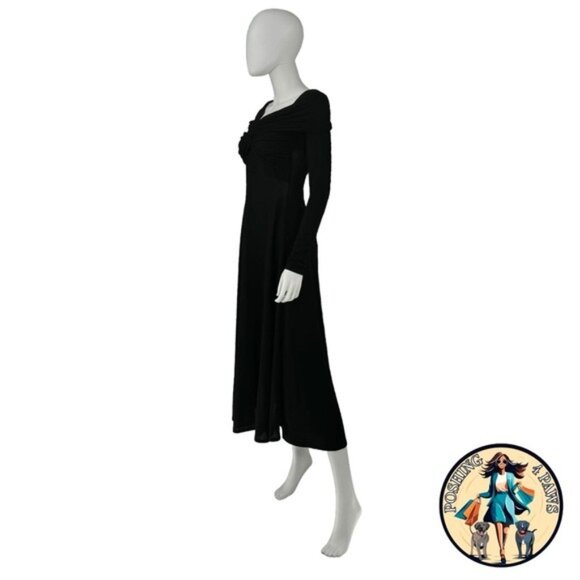 Moon River NEW Black Off the Shoulder Long Sleeve Jersey Knit Maxi Dress Size M - Picture 7 of 11